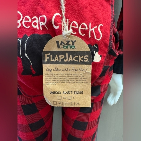 Lazy One Flapjacks NWT Long Johns Onsie Unisex Buffalo Plaid Size Small - Picture 7 of 8